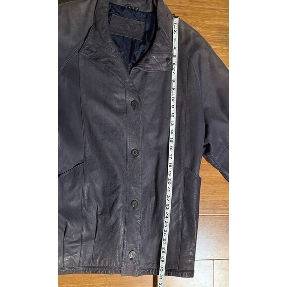 Vintage Jacqueline Ferrar Gray Button-Down 80s Leather Jacket - Size L - Picture 4 of 7